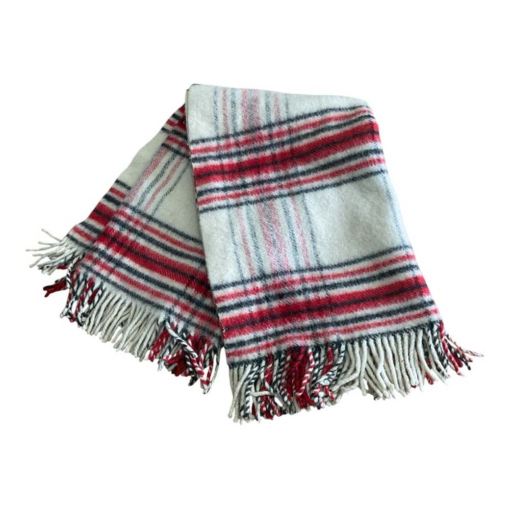 Wool Tartan Plaid Blanket Throw Size 54”x47” UNBRANDED Cabincore  Picnic